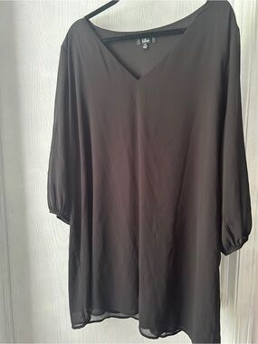 Lulus Black V-Neck Chiffon Tunic Dress 1X